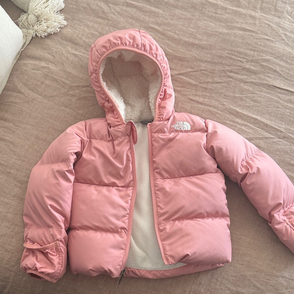 The North Face fleece lining Light Pink Hooded Jacket